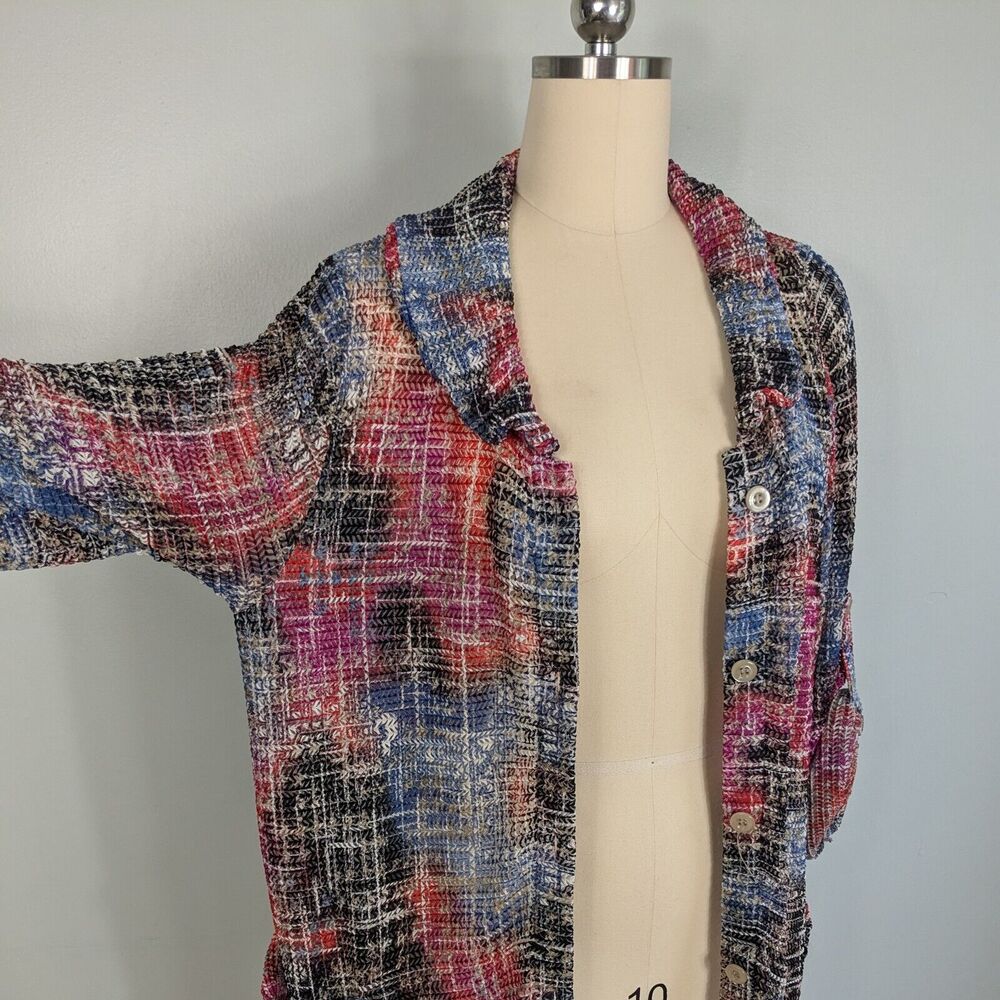 Multiples Button Tunic Top 1x Sheer Duster Artsy … - image 8